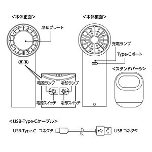 冷却プレートUSBハンディファン ホワイト 13